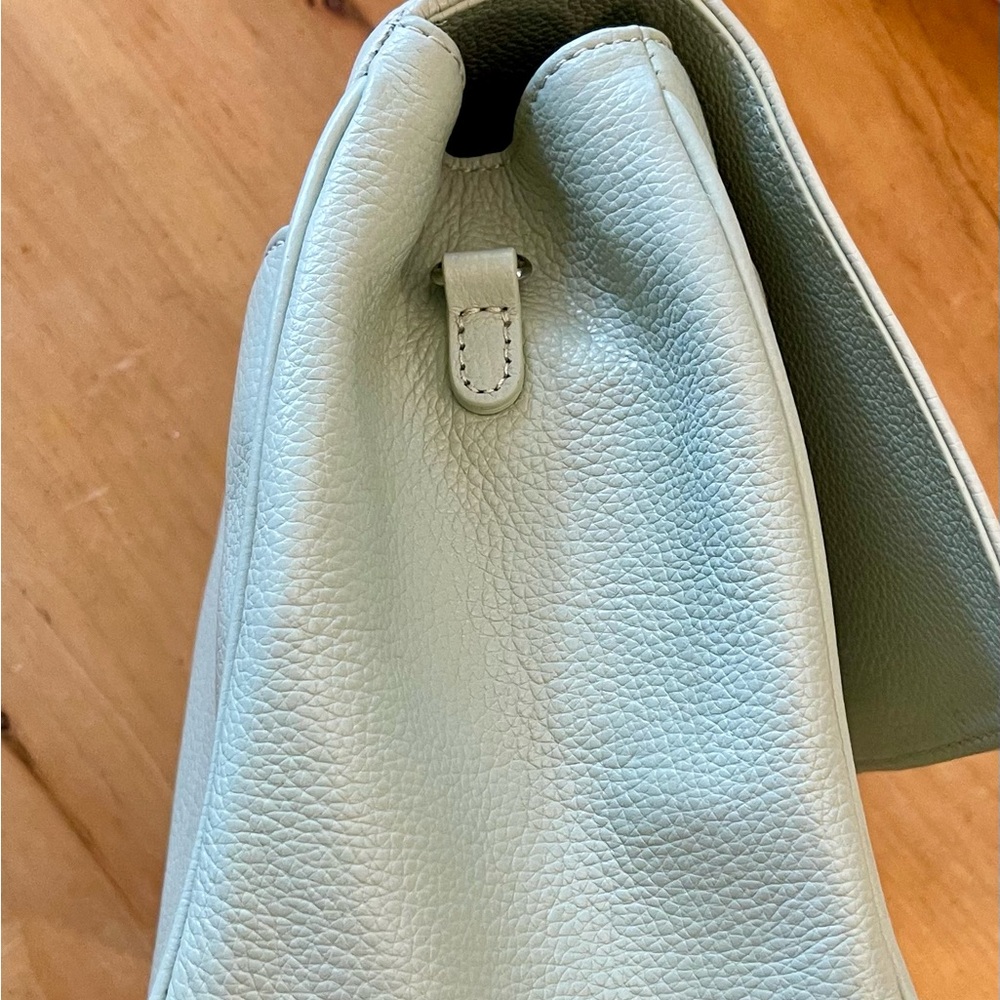SOLD MyFlat In London Light Mint Green Leather Satchel Handbag with Bow Detail - Picture 8 of 10